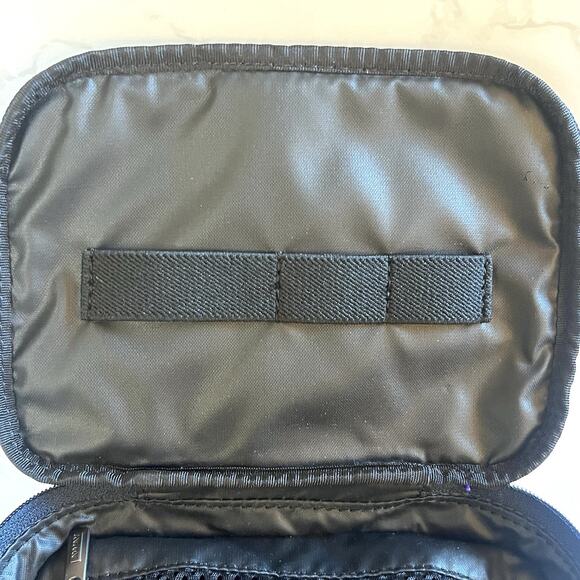 The AWAY Tech Case Zipper Pouch Blue Nylon Leather Handle Electronics Organizer - Picture 4 of 11